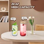 20 Oz Glass Cups with Lids and Straws - 2 Pack