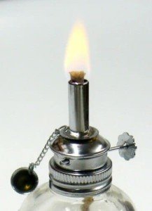 Adjustable Alcohol Lamp with Faceted Glass Design