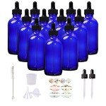 12 Pack 4oz Cobalt Blue Glass Bottles Set