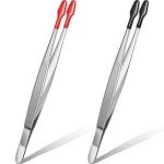 Rubber Tipped Tweezers Forceps - 2 Pack Set