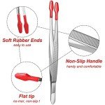 Rubber Tipped Tweezers Forceps - 2 Pack Set
