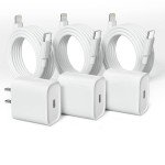 20W USB-C Fast Charger with 6FT Cable (3-Pack)