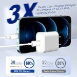 20W USB-C Fast Charger with 6FT Cable (3-Pack)