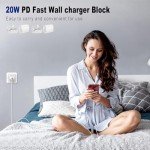 20W USB-C Fast Charger with 6FT Cable (3-Pack)
