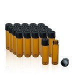 Amber Glass Vials 8ml with Black Screw Caps - 20 Pack