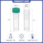PATIKIL 1ml Self-Standing Cryogenic Vials, 200 Pcs