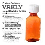 Amber Plastic Medicine Bottles with Safety Caps - 5 Pack
