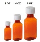Amber Plastic Medicine Bottles with Safety Caps - 5 Pack