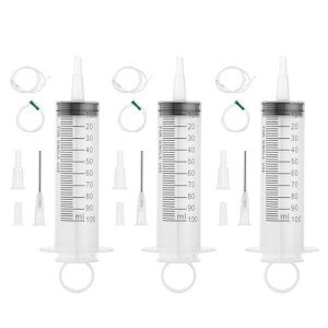 3 Pack 100ml Plastic Syringes with Test Tubes