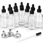 12 Pack Clear Glass Dropper Bottles with Labels