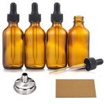 4 Pack 2 oz Dark Amber Dropper Bottles Set