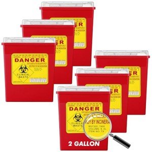 2 Gallon Biohazard Sharps Disposal Containers (6 Pack)