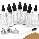 12 Pack Clear Glass Dropper Bottles with Labels