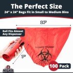 No Leak Hospital Grade Biohazard Waste Bags - 100 Pk