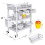 3-Tier Rolling Medical Utility Cart with Storage