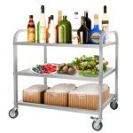 RAYOCON 3-Tier Stainless Steel Utility Cart with Wheels