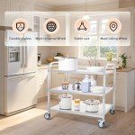 RAYOCON 3-Tier Stainless Steel Utility Cart with Wheels