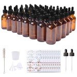48 Pack Amber Glass Bottles with Droppers Set