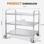 RAYOCON 3-Tier Stainless Steel Utility Cart with Wheels