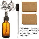24 Pack of 2 oz Dark Amber Dropper Bottles