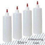 32oz HDPE Plastic Squeeze Bottles - Pack of 4