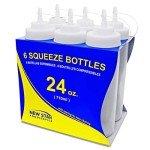 Clear Plastic Squeeze Bottles, 24 oz, Pack of 6
