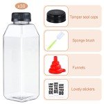 16oz Clear Plastic Juice Bottles with Caps - 30pcs