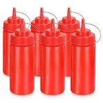 16 oz Red Wide Mouth Squeeze Bottles - Pack of 6