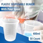 Clear Disposable Plastic Beakers 400ml, Set of 50