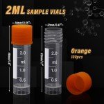 100 Pcs 2ml Plastic Cryogenic Vials with Caps