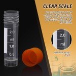 100 Pcs 2ml Plastic Cryogenic Vials with Caps