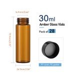 28Pcs Amber Glass Vials with Lids - 30ml