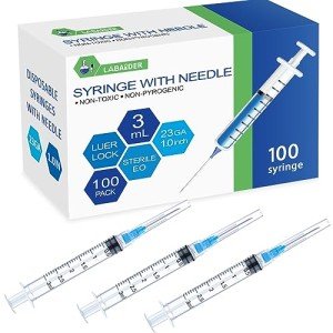 100 Pack 3ml Luer Lock Syringes with Needles