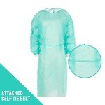 Green Disposable Isolation Gowns – Fluid Resistant, Latex-Free