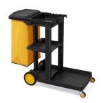 Tuffiom 3-Shelf Janitorial Cart with Yellow Bag