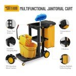Tuffiom 3-Shelf Janitorial Cart with Yellow Bag