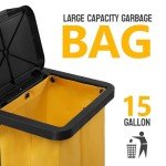 Tuffiom 3-Shelf Janitorial Cart with Yellow Bag