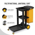 Tuffiom 3-Shelf Janitorial Cart with Yellow Bag
