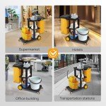 Tuffiom 3-Shelf Janitorial Cart with Yellow Bag