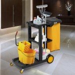 Tuffiom 3-Shelf Janitorial Cart with Yellow Bag