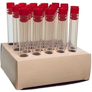 16x125mm Plastic Test Tubes with Caps & Rack