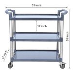 Heavy Duty 3-Shelf Rolling Utility Cart - Black