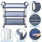 Heavy Duty 3-Shelf Rolling Utility Cart - Black