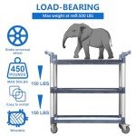 Heavy Duty 3-Shelf Rolling Utility Cart - Black