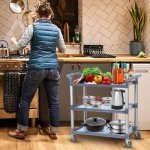 Heavy Duty 3-Shelf Rolling Utility Cart - Black