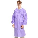 10 Disposable Purple Lab Coats - Knee Length, Large