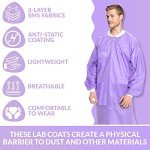 10 Disposable Purple Lab Coats - Knee Length, Large