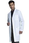Men's 38" White Long Lab Coat with 3 Pockets