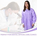 10 Disposable Purple Lab Coats - Knee Length, Large