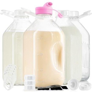 Heavy Duty 1/2 Gal Glass Milk Bottle Set